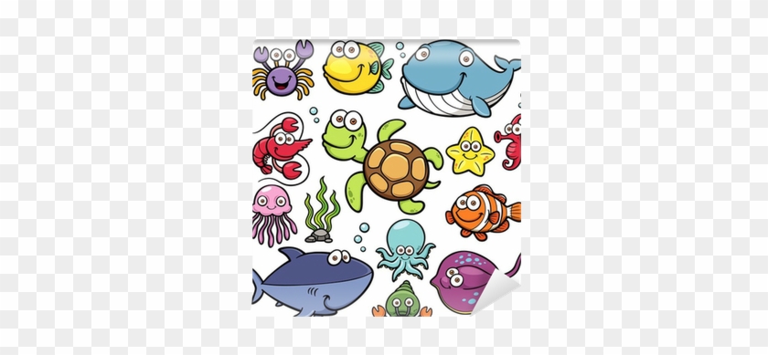 Vector Illustration Of Sea Animals Collection Wall - Animais Fundo Do Mar Desenho #553217