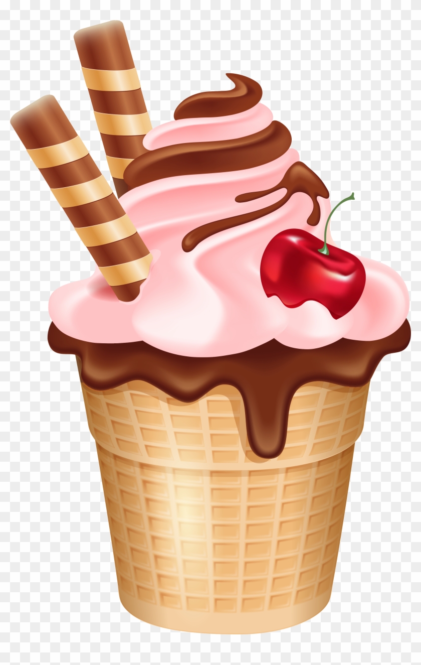 Cherry Ice Cream Cup Cornet Png Picture - Ice Cream Cup Clipart #553378