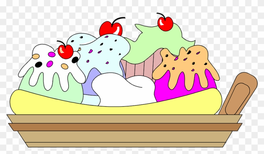 Cream Cone Banana Split Ice) - Banana Split Boat Clipart #553535