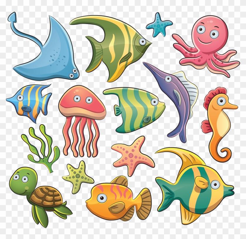 Aquatic Animal Sea Clip Art - Sea Animals - Free Transparent PNG Clipart  Images Download