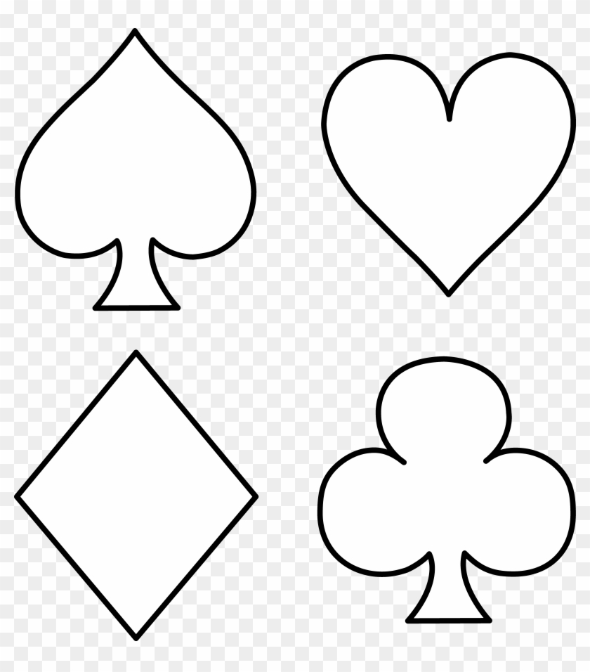 Playing Card Suits Line Art - Playing Card Suits Line Art #554417