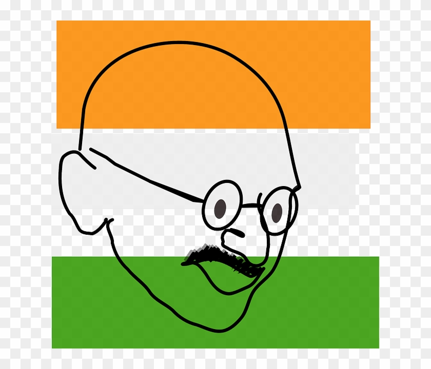 Outline, Face, Non, Great, Indian, Father - Gandhi In Indian Flag #554665