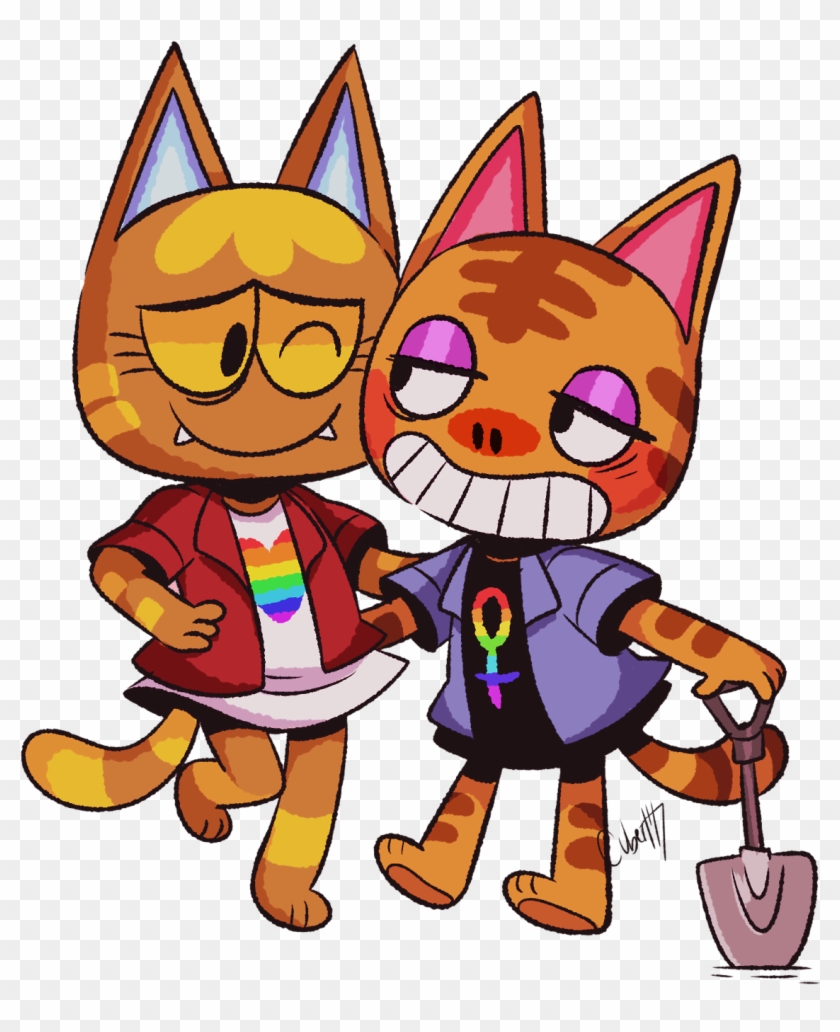 “katt And Tabby Wearing Some Shirts I Designed - Katt Animal Crossing #554757