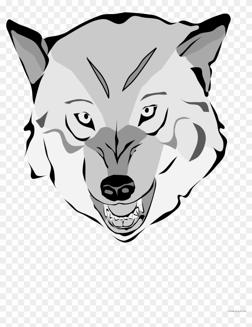 Wolf Face Animal Free Black White Clipart Images Clipartblack - Scary Wolf Shower Curtain #554846