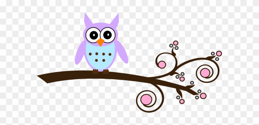 Lilac Owl On Branch Clip Art At Clker - Baby Owls Clip Art #555452