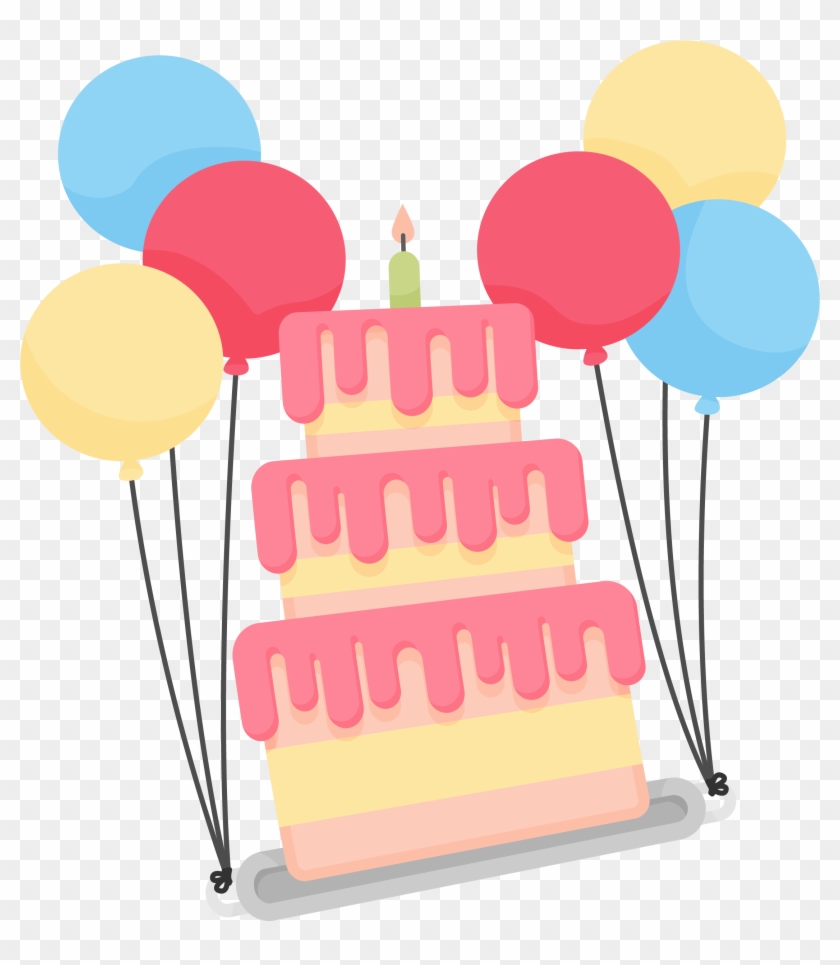 Torta Birthday Cake Clip Art - Globos Y Pastel - Free Transparent PNG  Clipart Images Download