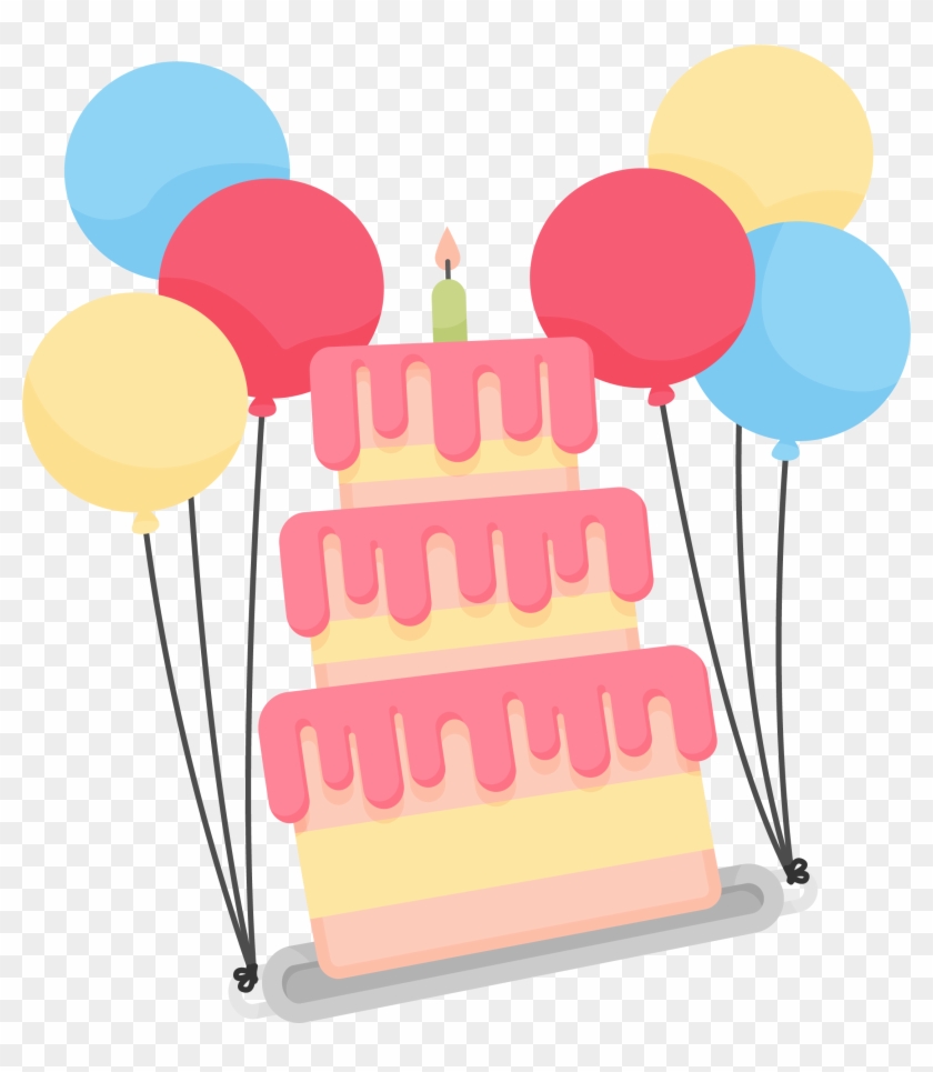 Torta Birthday Cake Clip Art - Globos Y Pastel #555512