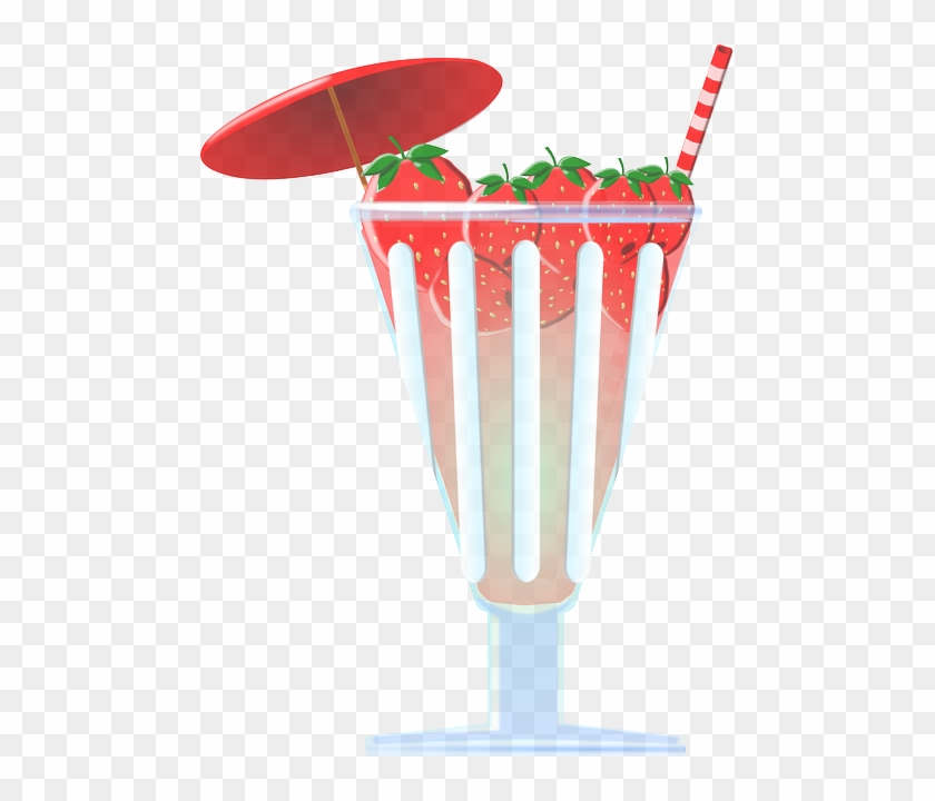 Strawberries, Ice Cream, Glass, Cocktail - Ice Cream Cocktail Png #555565