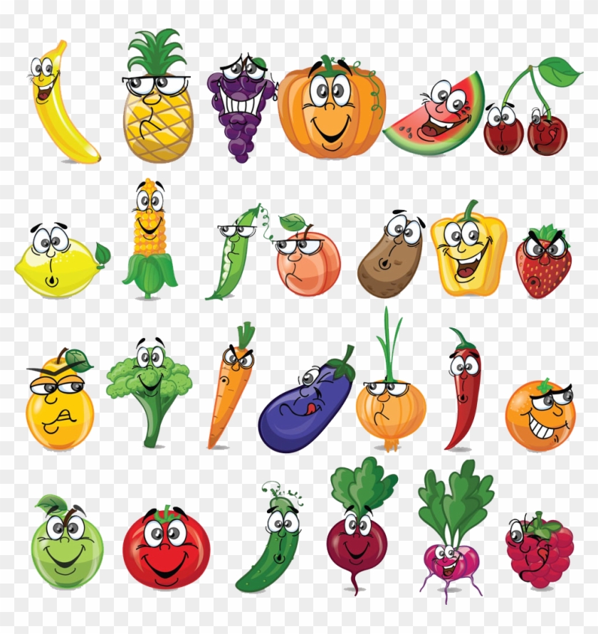 Vegetable Fruit Cartoon Illustration - Cartoon Vegetables And Fruits - Free  Transparent PNG Clipart Images Download