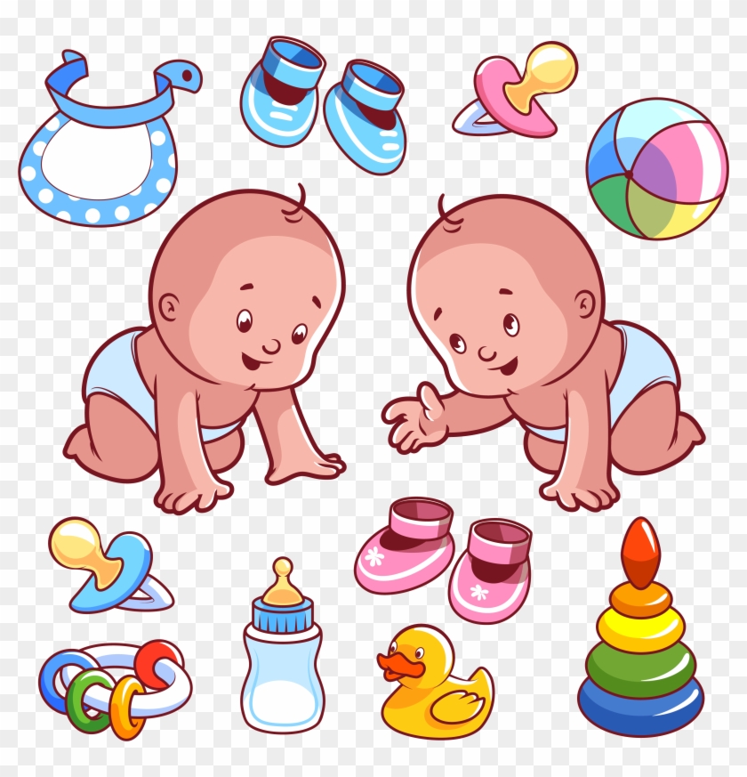 Infant Cartoon Illustration - Stock Foto Dibujos De Dos Gemelos Chicos #555901