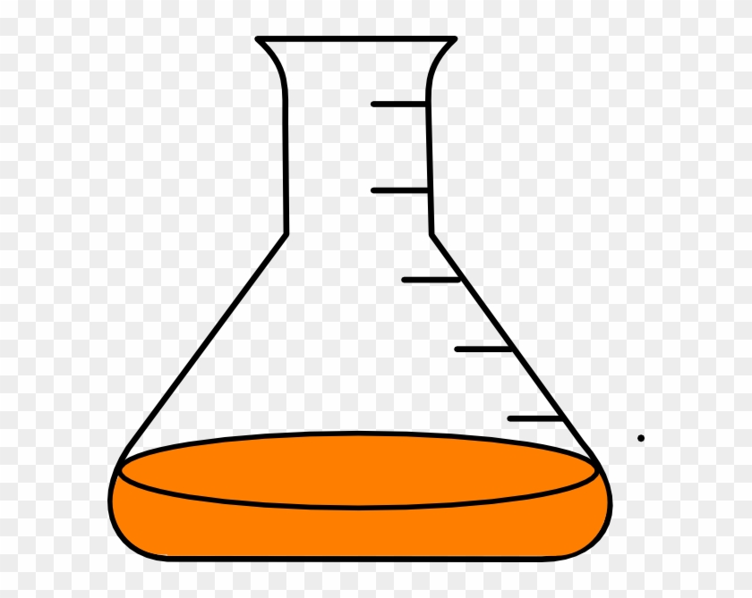 Erlenmeyer Flask With Medium Orange Clip Art At Clker - Flask Clipart #556232