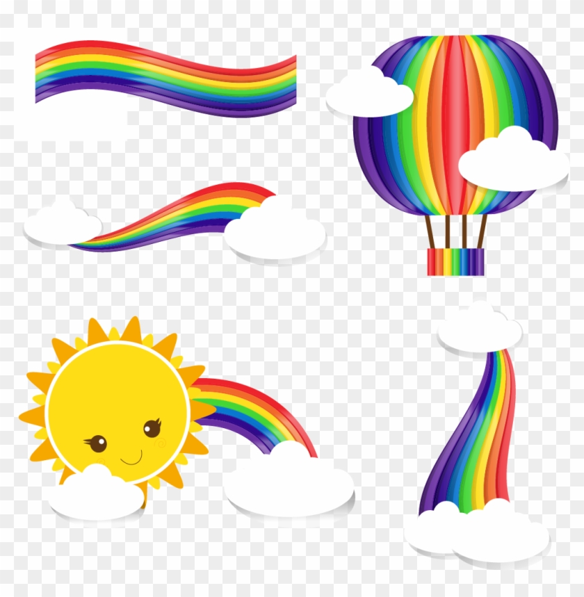Rainbow Cloud Clip Art - Rainbow Sun Transparent Background #557498