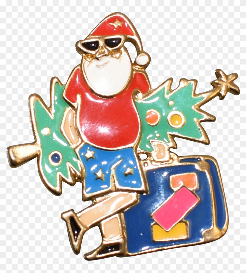 Edgar Berebi Cool Vacation Santa Claus Pin - Cartoon #557517