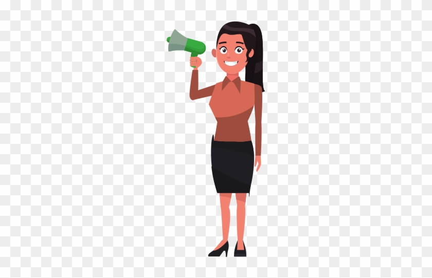 Woman Promoter Holding Megaphone Advertising - Ballot #557559