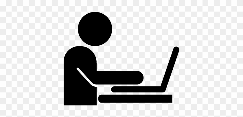 Man Working On A Laptop From Side View Vector - Self Paced Learning Icon #557672