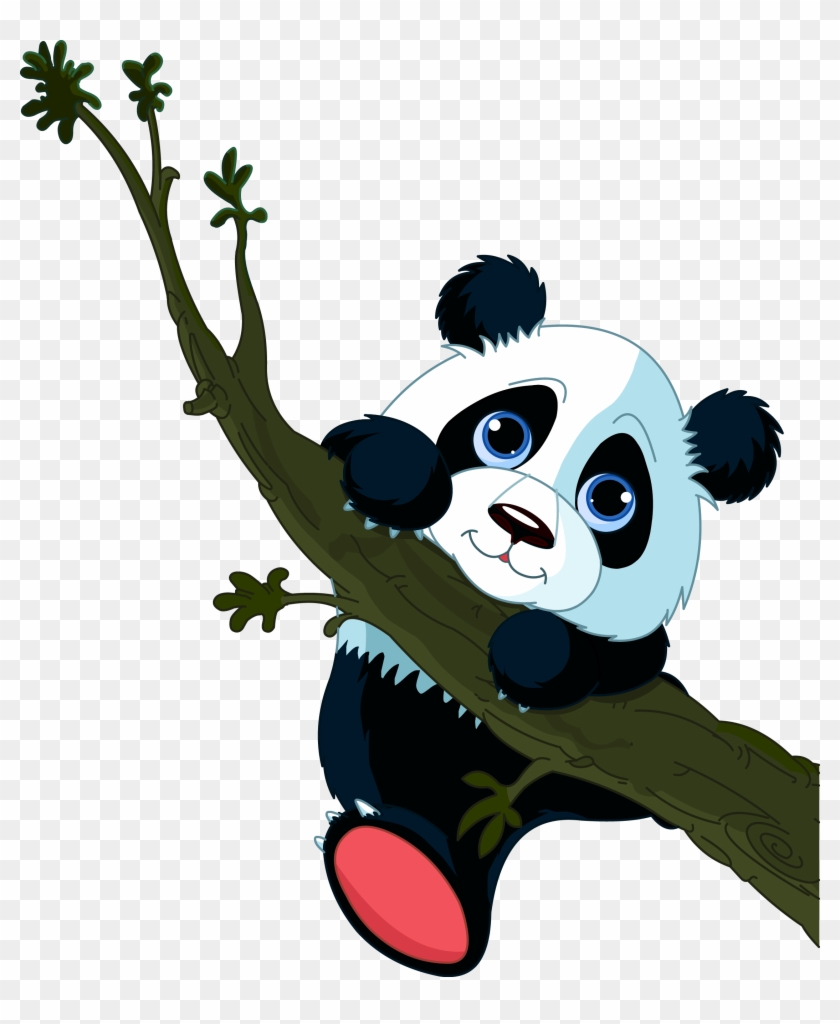 Giant Panda Tree Climbing Cuteness Clip Art - Oso Panda Caricatura Bebe #557675