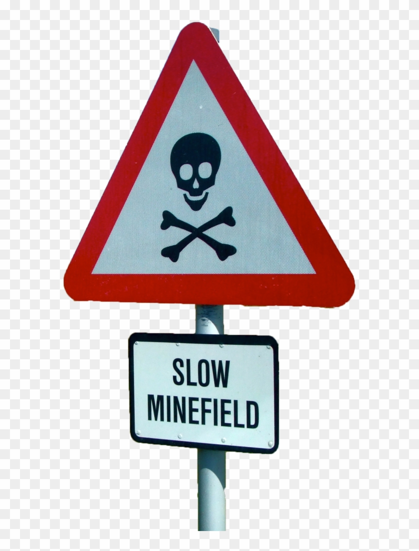 Minefield Sign - Cafepress Skull N Bones Throw Pillow #557818