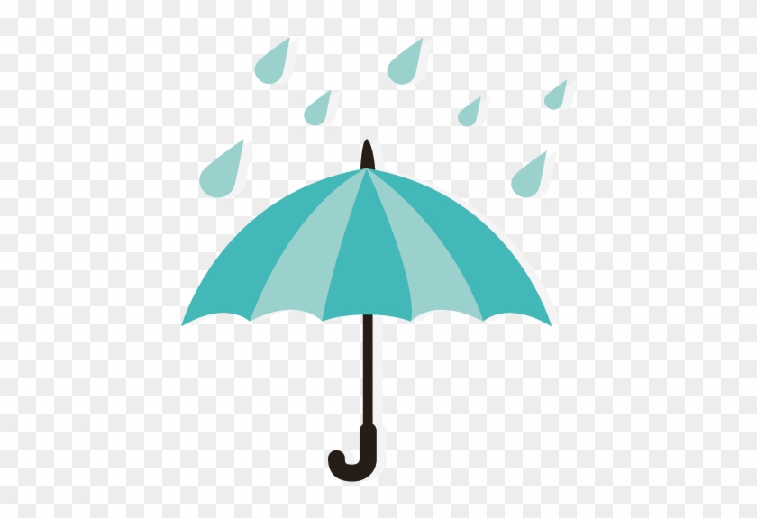 Cartoon Blue Umbrella Raindrops - Weather Vector #557832