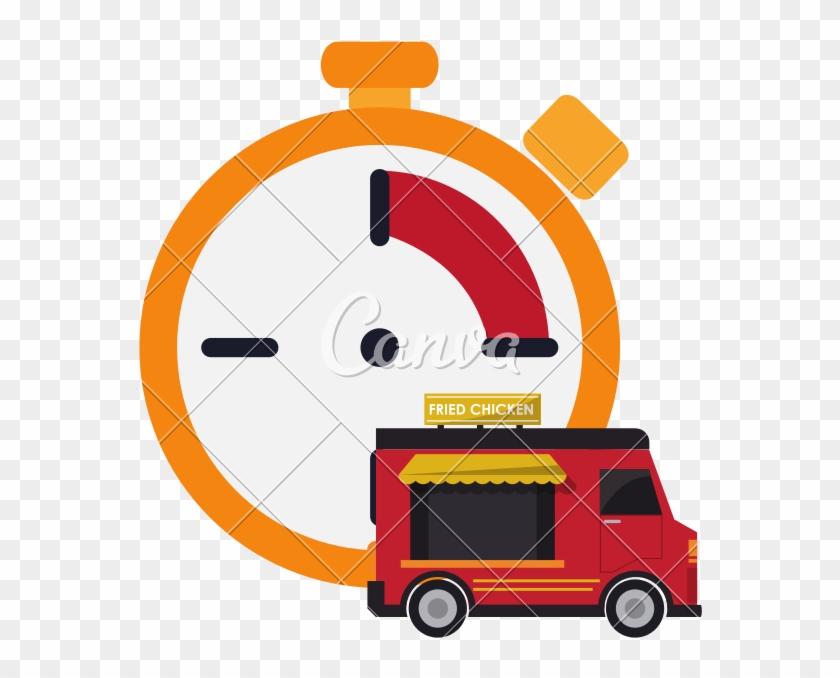 Chronometer And Fast Food Truck Icon - Siluetas De Tiempo #557970