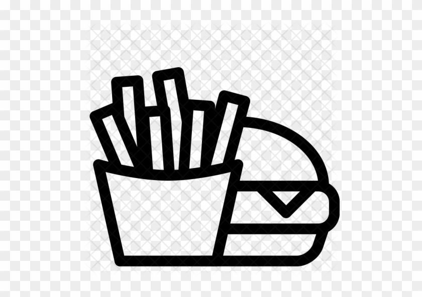 Food, Fast, Burger, Fries, Chips, Hamburger Icon - Burger And Fries Drawing #558031