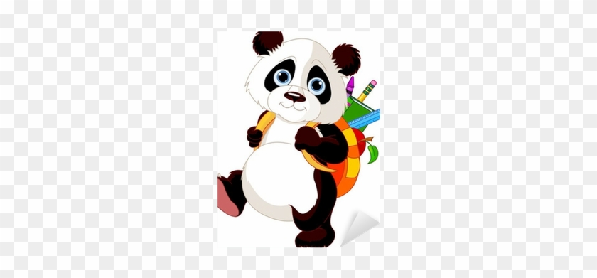 Vinilo Pixerstick Cute Panda Ir A La Escuela • Pixers® - Panda First Day Of School #558104