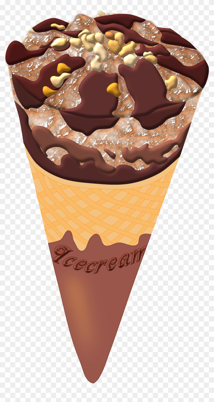 Chocolate Ice Cream Clipart - Chocolate Ice Cream With Cone #558445