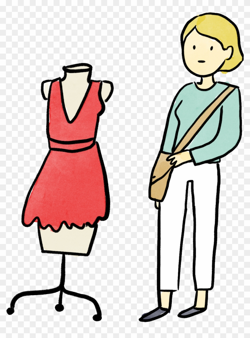 Woman Looking At Dress - Dress Verb #558605