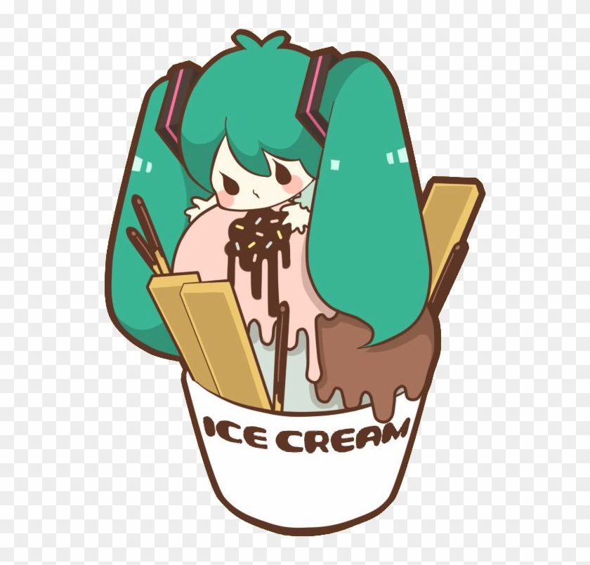 Miku Ice Cream Render By Makita By Fandubloids - Cute Ice Cream Anime -  Free Transparent PNG Clipart Images Download