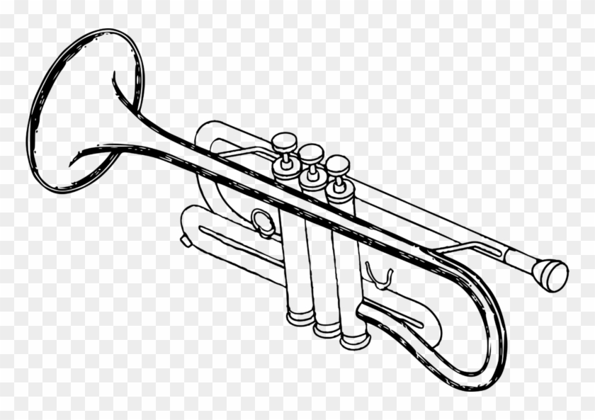 Trumpet Black And White Clipart #558765