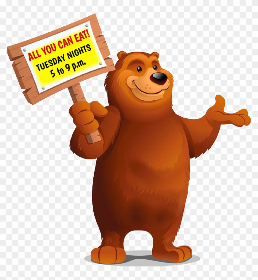 Bear Holding Sign With Chowdown Hours - Bear #558825