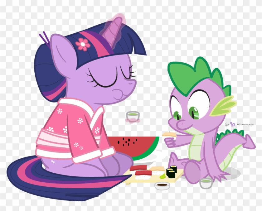 Twilight And Spike In 'sushi Appreciation' - Princess Cadance #559750