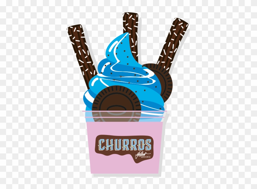 Choc Churros With Blue White Chocolate Ice Cream Served - Churro #560252