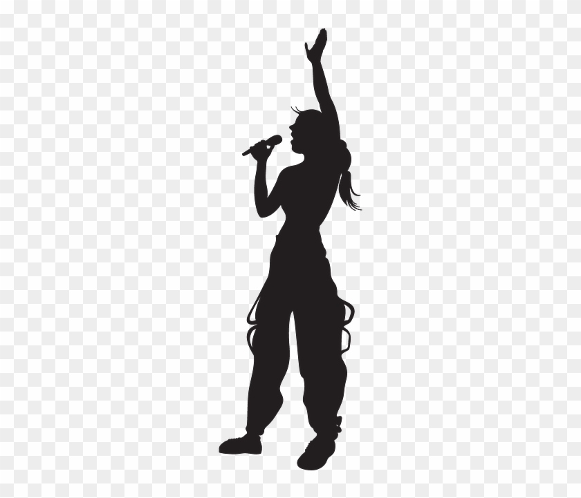 Hand, Singing, Silhouette, Girl, Microphone - Best Gift - Pop Girl Singing Silhouette Hoodie/t-shirt/mug #560458