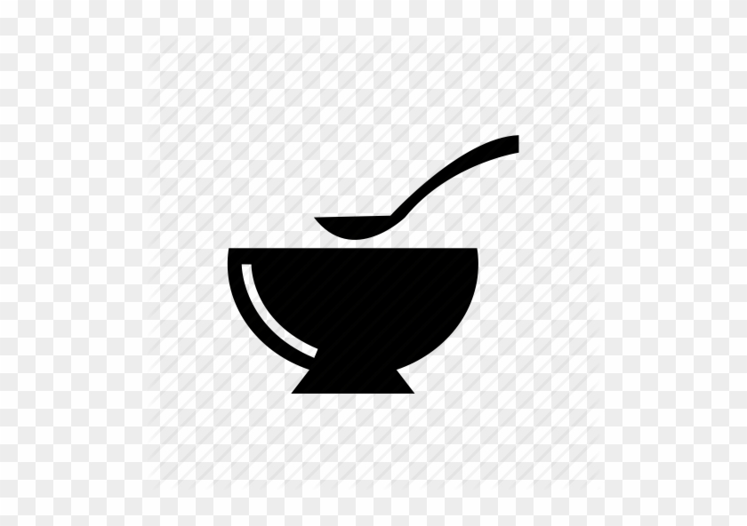 Bowl Of Soup Clipart Black And White - Bowl And Spoon Vector #560579