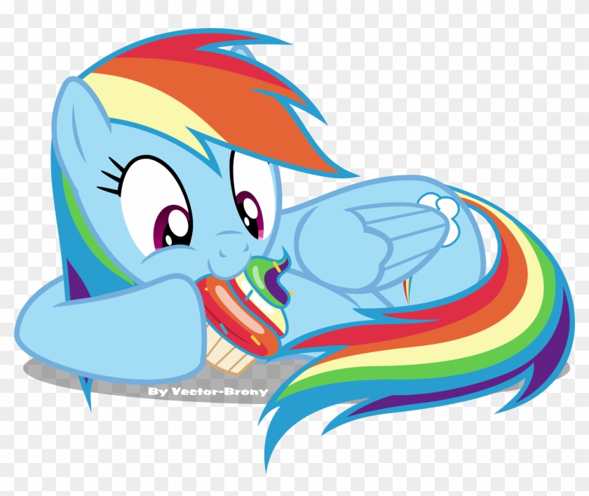 Rainbow Dash Nom Nom By Vector-brony - Rainbow Dash Eating Cupcake #560665