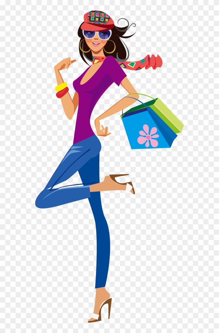 Shopping Clothing Illustration - Cute Shopping Girl Png #561645