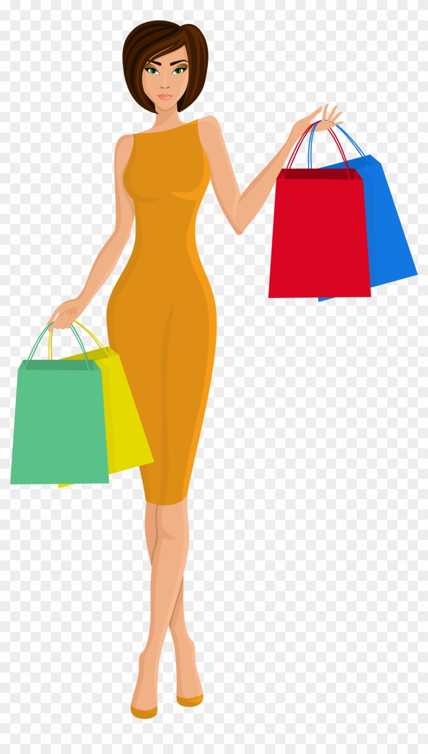 Beautiful Woman Shopping - Woman With Shopping Bags Cartoon #561713