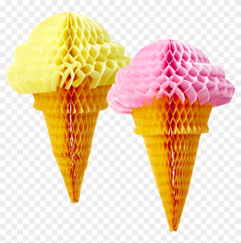 Rice Dk Paper Ice Cream Cone Honeycomb Hanger Decoration - Honeycomb Ice Cream Decorations #561921