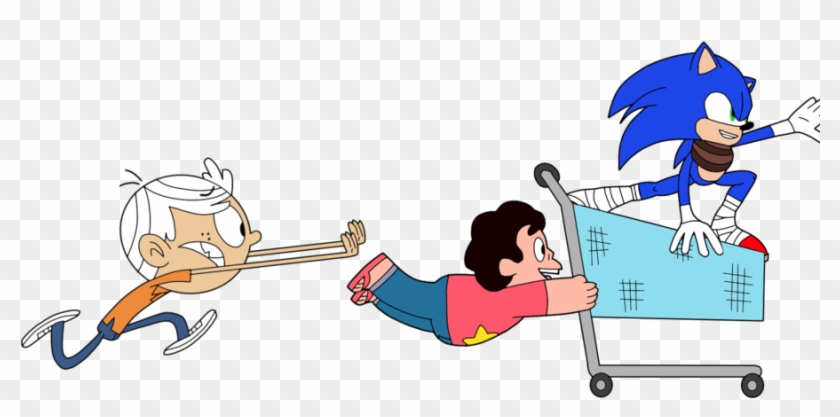 Steven, Sonic, And Lincoln Shopping By Magnetic-lightpulse - Loud House Sonic The Hedgehog #562074