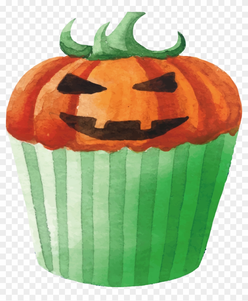 Spooktacular Halloween Cupcake Watercolor Painting - Cupcake #562516