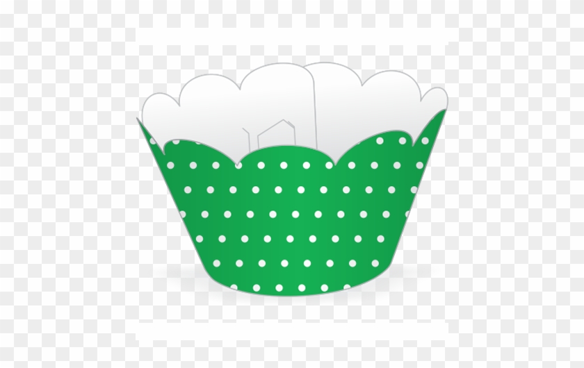 Saia Para Cupcake Verde Poá Branco - Blue #562520