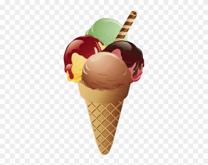 Мороженое Вафельный Рожок, Шарик Мороженого, Фруктовое - Ice Cream Clipart Png #563157