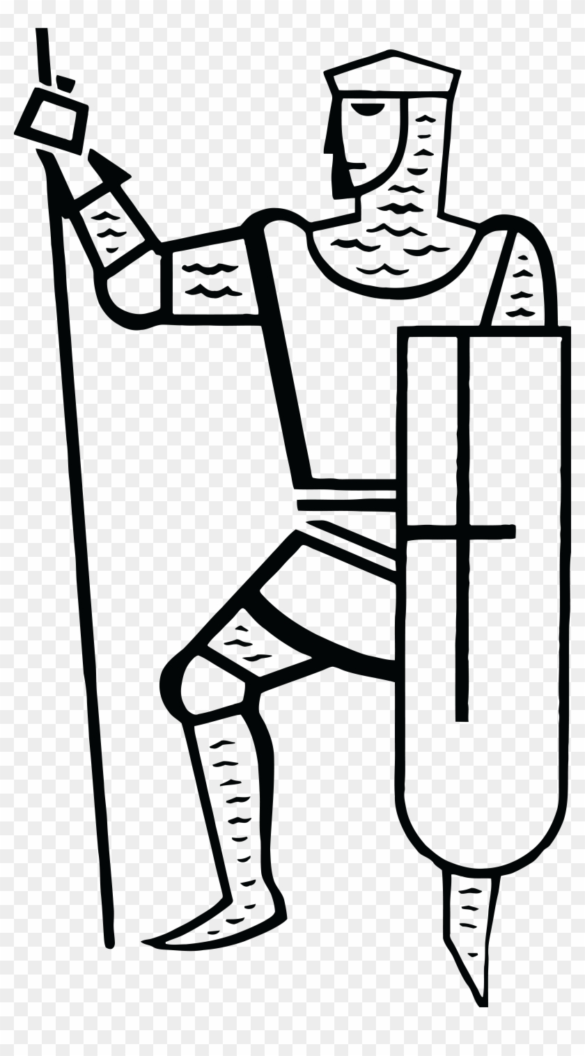 Free Clipart Of A Black And White Knight With A Spear - Clipart Of Knight Free #563547