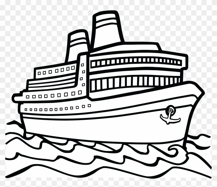 Free Clipart Of A Cruise Boat - Ship Black And White #563648