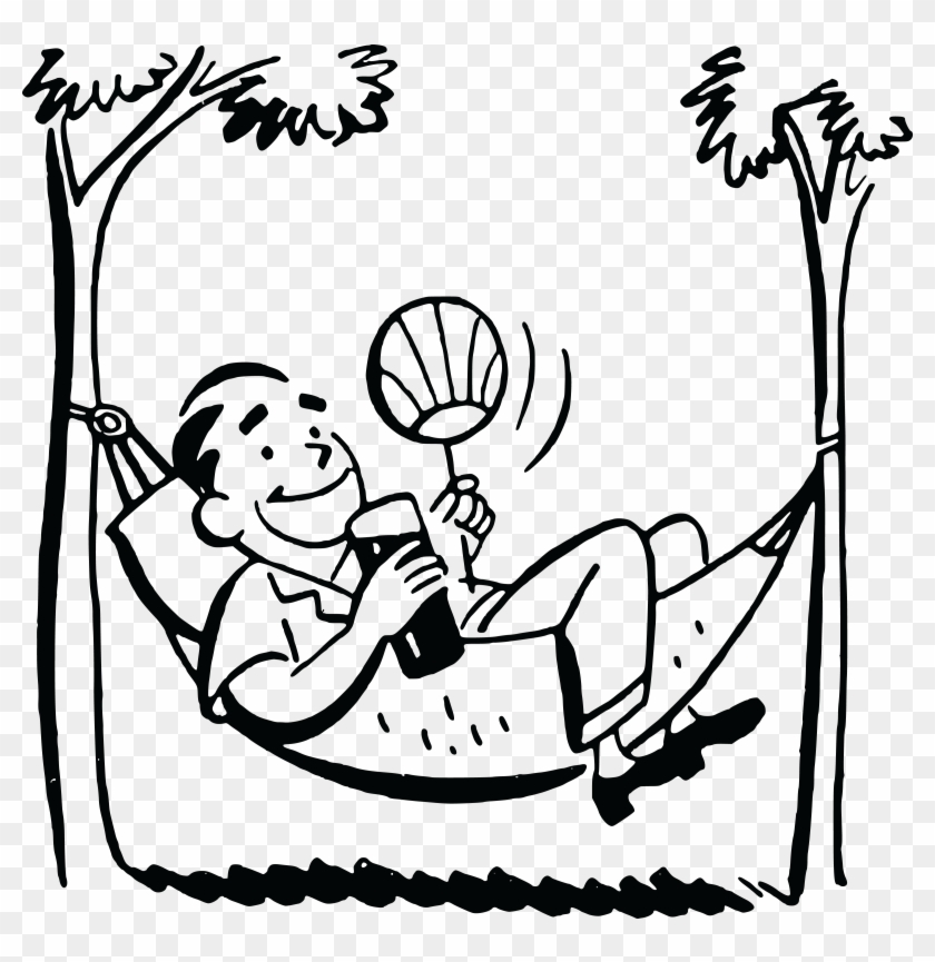 Free Clipart Of A Black And White Retro Man Relaxing - Black And White Clip Art Rest #563678