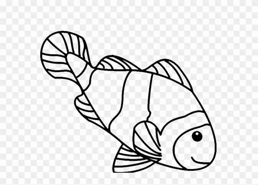 Line Drawings For Kids Funny The Fish Coloring For - Coloring Page Clown Fish #563834