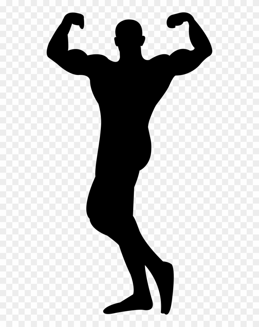 Male Bodybuilder Silhouette Flexing Muscles Comments - Body Builder Silhouette Png #564884