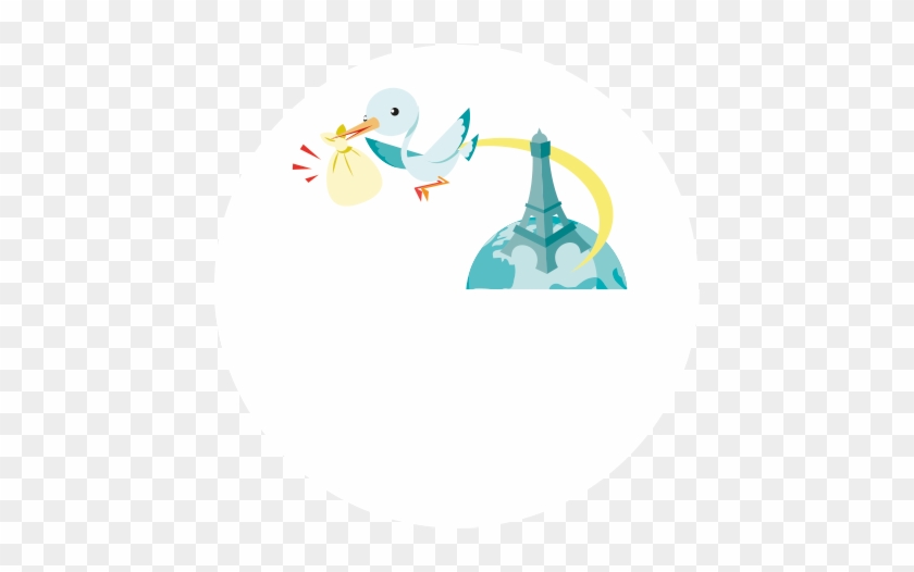 Obleas Personalizadas De Bebe-bautizo Cigüeña París - Illustration #564931