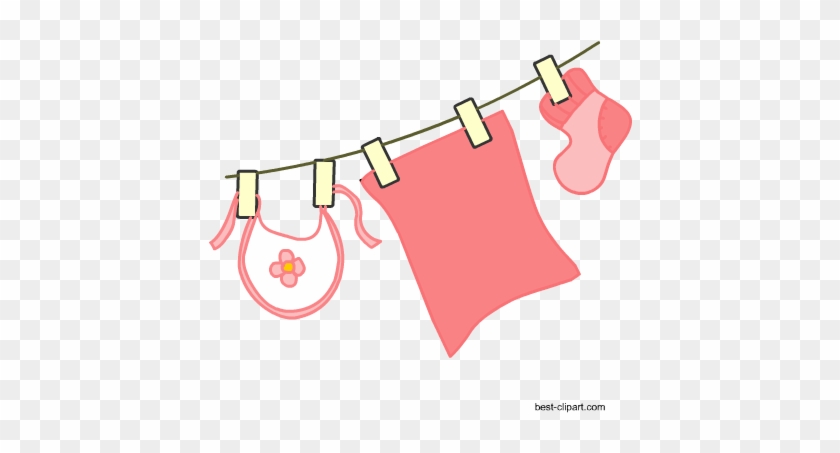 Baby Clothes Line Clipart Pink - Clip Art #565242