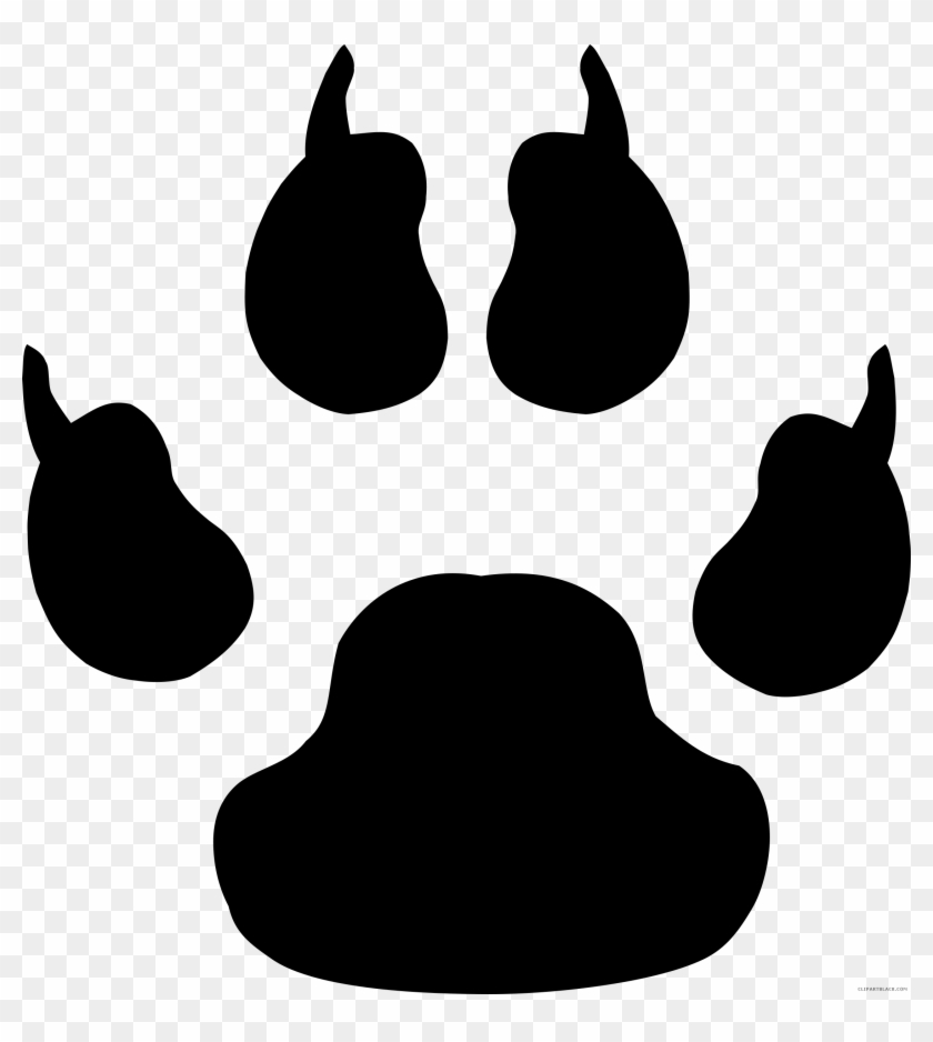 Black And White Paw Print Animal Free Black White Clipart - Cat Paw Print Clip Art #565271